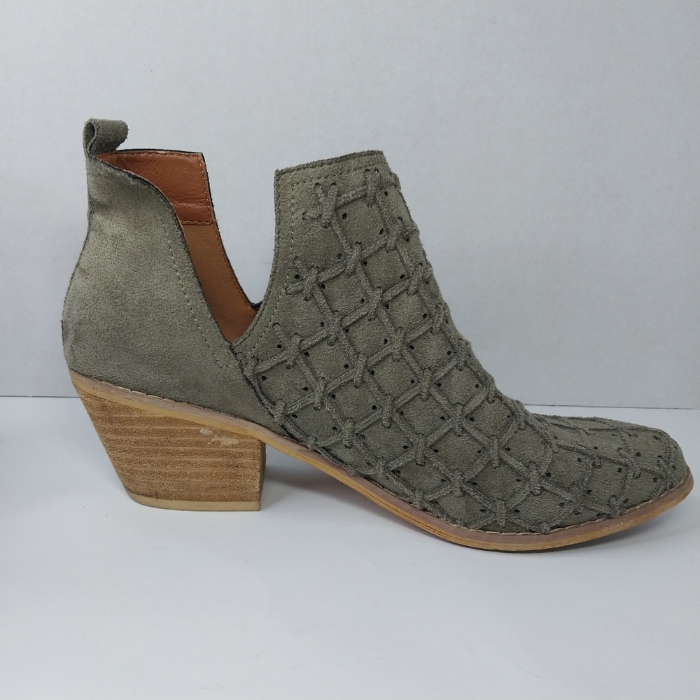 Mi.iM Womens Size 8.5 M LAVIN Western Leather Olive Green Pull On Ankle Booties - Picture 8 of 12